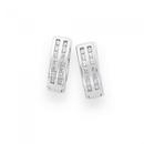 Silver-Double-Row-Cubic-Zirconia-Huggie-Earrings Sale