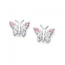 Sterling-Silver-Pink-White-Cubic-Zirconia-Butterfly-Studs Sale