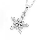 Silver-Tapered-Baguette-Cubic-Zirconia-Snowflake-Pendant Sale