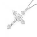 Sterling-Silver-Large-Fancy-Cubic-Zirconia-Cross Sale