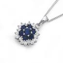 Silver-Dark-Blue-Cubic-Zirconia-Flower-Pendant Sale