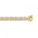 9ct-Gold-19cm-Cubic-Zirconia-Leaf-Link-Bolt-Ring-Bracelet Sale