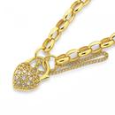 9ct-Gold-19cm-Oval-Belcher-Diamond-Padlock-Bracelet Sale