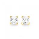 9ct-Gold-Cubic-Zirconia-Square-Stud-Earrings Sale