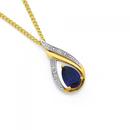 9ct-Gold-Created-Sapphire-Diamond-Pear-Shape-Pendant Sale