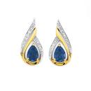 9ct-Gold-Created-Sapphire-Diamond-Pear-Shape-Earrings Sale