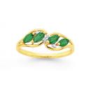 9ct-Gold-Emerald-Created-Diamond-Marquise-Cut-Swirl-Ring Sale