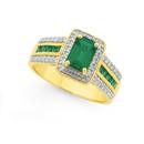 9ct-Gold-Emerald-Created-Diamond-Dress-Ring Sale