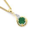 9ct-Gold-Emerald-Created-Diamond-Swirl-Pendant Sale