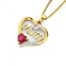 Created-Ruby-Diamond-Heart-Mum-Pendant Sale