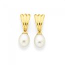 9ct-Gold-Cultured-Freshwater-Pearl-Fan-Teardrop-Stud-Earrings Sale