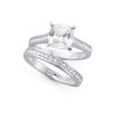 Silver-Cushion-Cubic-Zirconia-Channel-Set-Bridal-Ring-Set Sale