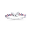 Silver-Pink-and-Lavender-CZ-Butterfly-Ring Sale