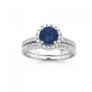 Sterling-Silver-Round-Dark-Blue-Cubic-Zirconia-2-Ring-Set Sale