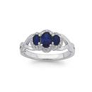 Silver-Three-Oval-Dark-Blue-Cubic-Zirconia-Dress-Ring Sale