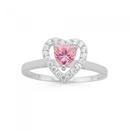 Silver-Pink-Cubic-Zirconia-Heart-Framed-Ring Sale