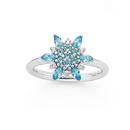 Silver-Blue-Cubic-Zirconia-Fancy-Snowflake-Ring-Size-P Sale