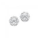 Sterling-Silver-Cubic-Zirconia-Fancy-Snowflake-Earrings Sale