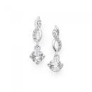 Sterling-Silver-Cubic-Zirconia-Drop-On-Twist-Loop-Earrings Sale