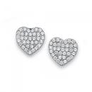 Silver-Pave-Cubic-Zirconia-Heart-Stud-Earrings Sale