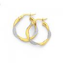 9ct-Two-Tone-Stardust-Twist-Hoops-15mm Sale