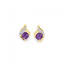 9ct-Gold-Amethyst-Diamond-Stud-Earrings Sale