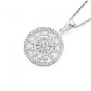 Silver-Cubic-Zirconia-Flower-in-Circle-Pendant Sale