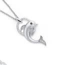 Silver-Cubic-Zirconia-Dolphin-Hoop-Pendant Sale