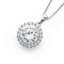 Silver-10mm-Cubic-Zirconia-and-Halo-Pendant Sale