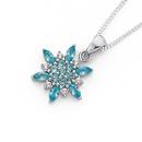 Silver-Blue-Cubic-Zirconia-Fancy-Snowflake-Pendant Sale