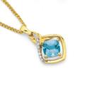 9ct-Gold-Blue-Topaz-Diamond-Cushion-Cut-Crossover-Angled-Square-Pendant Sale