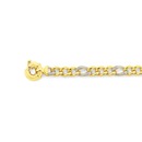 Solid-9ct-Gold-19cm-Diamond-Figaro-Bolt-Ring-Bracelet Sale