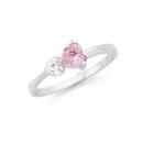 Silver-Pink-White-Cubic-Zirconia-Hearts-Ring Sale