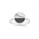 Silver-White-Howlite-Marble-Black-Cubic-Zirconia-Luna-Ring Sale