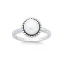 Silver-Beaded-Halo-Cultured-Freshwater-Pearl-Ring Sale