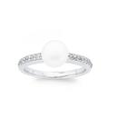 Silver-Cultured-Freshwater-Button-Pearl-Cubic-Zirconia-Ring Sale