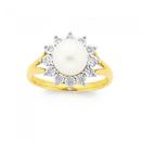 9ct-Gold-Cultured-Freshwater-Pearl-Diamond-Framed-Dress-Ring Sale