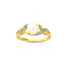9ct-Gold-Cultured-Freshwater-Button-Pearl-Diamond-Crossover-Shoulder-Dress-Ring-Pearl-8mm Sale