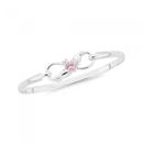 Silver-Childs-Pink-Cubic-Zirconia-Claddagh-Infinity-Bangle Sale