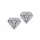 Silver-Cubic-Zirconia-Diamond-Shape-Stud-Earrings Sale