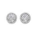 Sterling-Silver-Round-Cubic-Zirconia-Tree-Of-Life-Stud-Earrings Sale