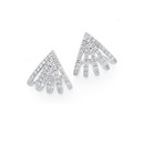 Silver-Cubic-Zirconia-5-Loop-Fan-Stud-Earrings Sale