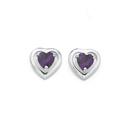 Sterling-Silver-Violet-Cubic-Zirconia-Framed-Heart-Studs Sale