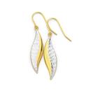 9ct-Two-Tone-Diamond-Cut-Hook-Drop-Earrings Sale