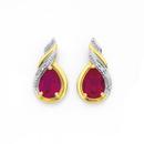 9ct-Gold-Created-Ruby-Diamond-Swirl-Drop-Stud-Earrings Sale