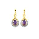 9ct-Gold-Amethyst-Diamond-Pear-Shape-Crossover-Teardrop-Stud-Earrings Sale