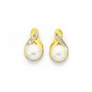 9ct-Cultured-Freshwater-Pearl-Diamond-Stud-Earrings Sale