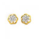 9ct-Gold-Diamond-Swirl-Flower-Stud-Earrings Sale