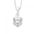 Sterling-Silver-7mm-Cubic-Zirconia-Claw-Set-Pendant Sale