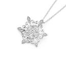 Silver-Cubic-Zirconia-Centre-Cluster-Snowflake-Pendant Sale